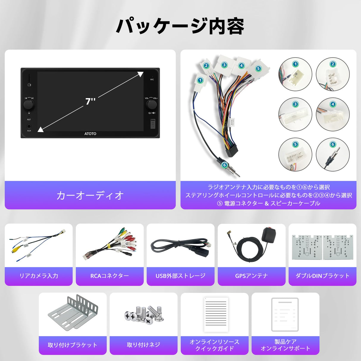 ATOTOZONE A5L 7インチ 2DIN カーナビ ワイヤレスCarPlay&Android Auto搭載 トヨタ車対応 タッチスクリーンディスプレイオーディオ Wi-Fi/BTテザリング 48バンドEQ DSP Bluetooth ミラーリンク 2G+32G FM/AUX/TF