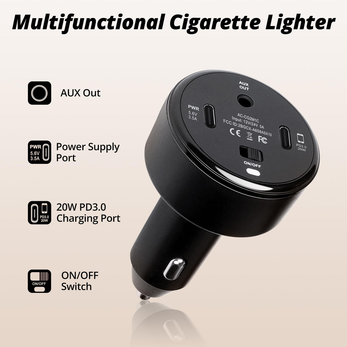 ATOTO P9 Car Cigarette Lighter, 12V/24V Compatible, Easy Install for Car