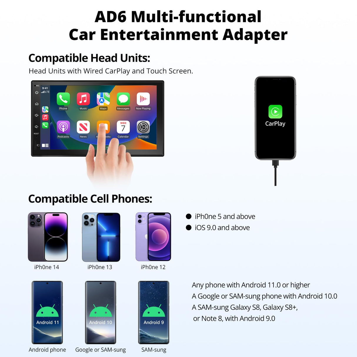 AD6 Wireless CarPlay/Android Auto Adapter