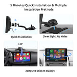 Wireless Portable CarPlay Screen for Car, ATOTOEXCEL 9'' CarPlay & Wireless Android Auto Touch Screen, Dash Cam, 1080p Backup Camera, Portable Car Stereo with Mirror Link, AUX/FM, SWC, P509-SD-S31