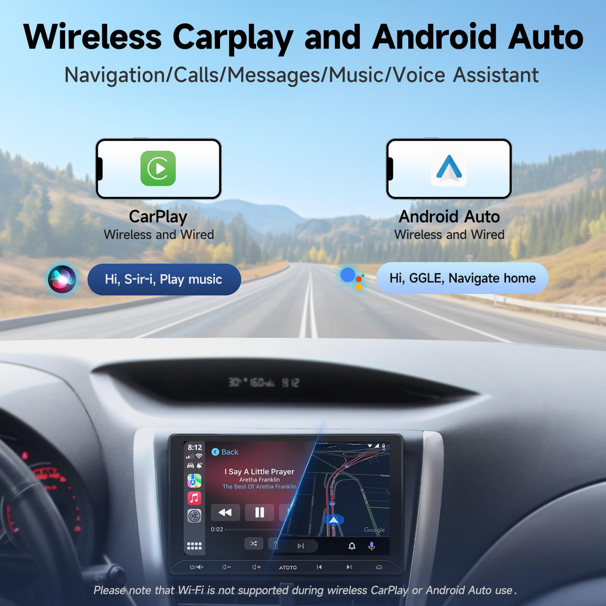 ATOTOZONE A5L 10.1inch Android Double DIN Car Stereo, Wireless CarPlay Android Auto, WiFi/BT Tethering, Touchscreen Digital Media Receivers, 24B-EQ DSP, Bluetooth, MirrorLink, 2G+32G,FM/AUX