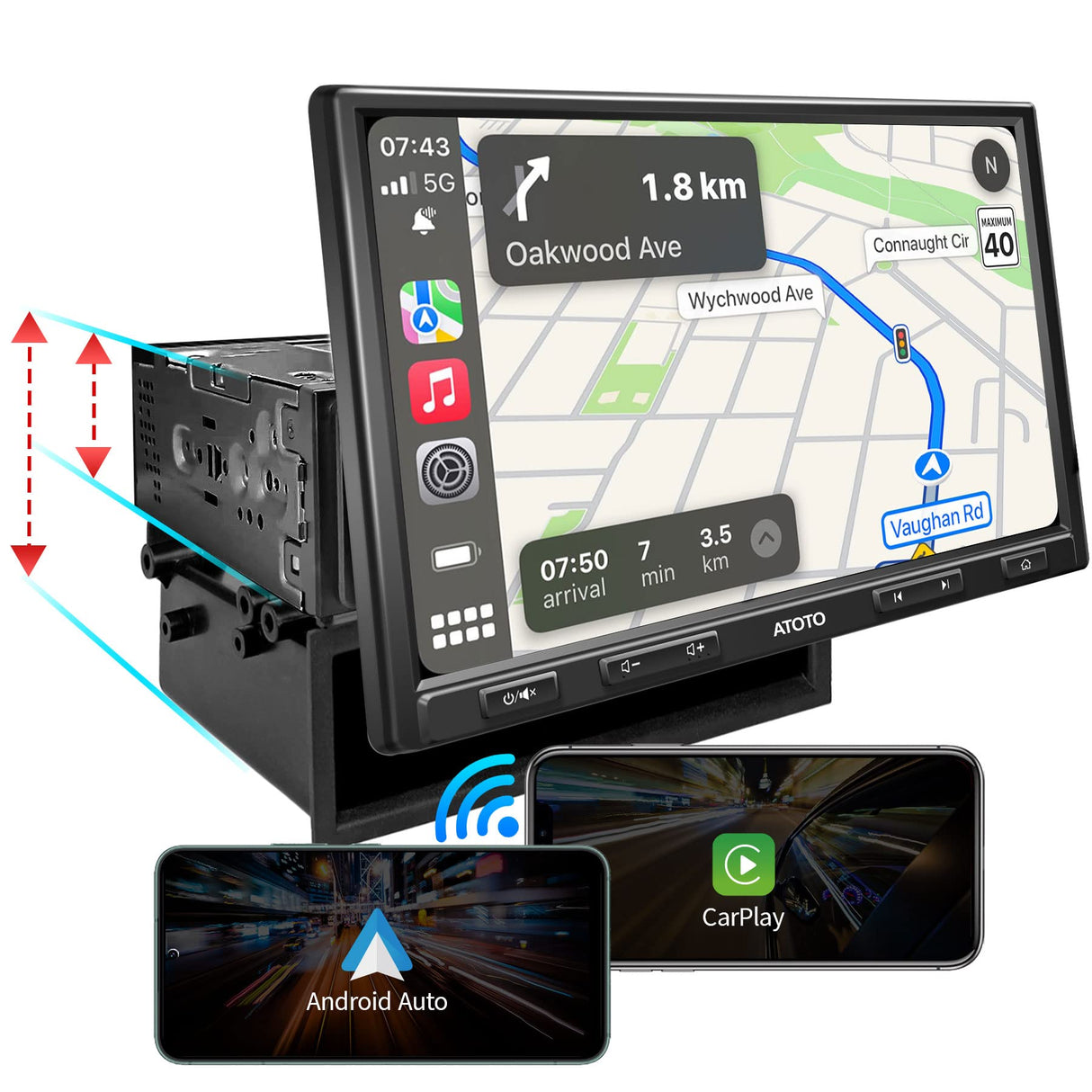 ATOTO F7XE 10 Inch Double-DIN & Single-DIN Adaptive Car Stereo-Wireless CarPlay & Wireless Android Auto, Bluetooth, HD LRV, SXM, Mirror Link, Quick Charge, USB/SD(up to 2TB Storage) F7G110XE