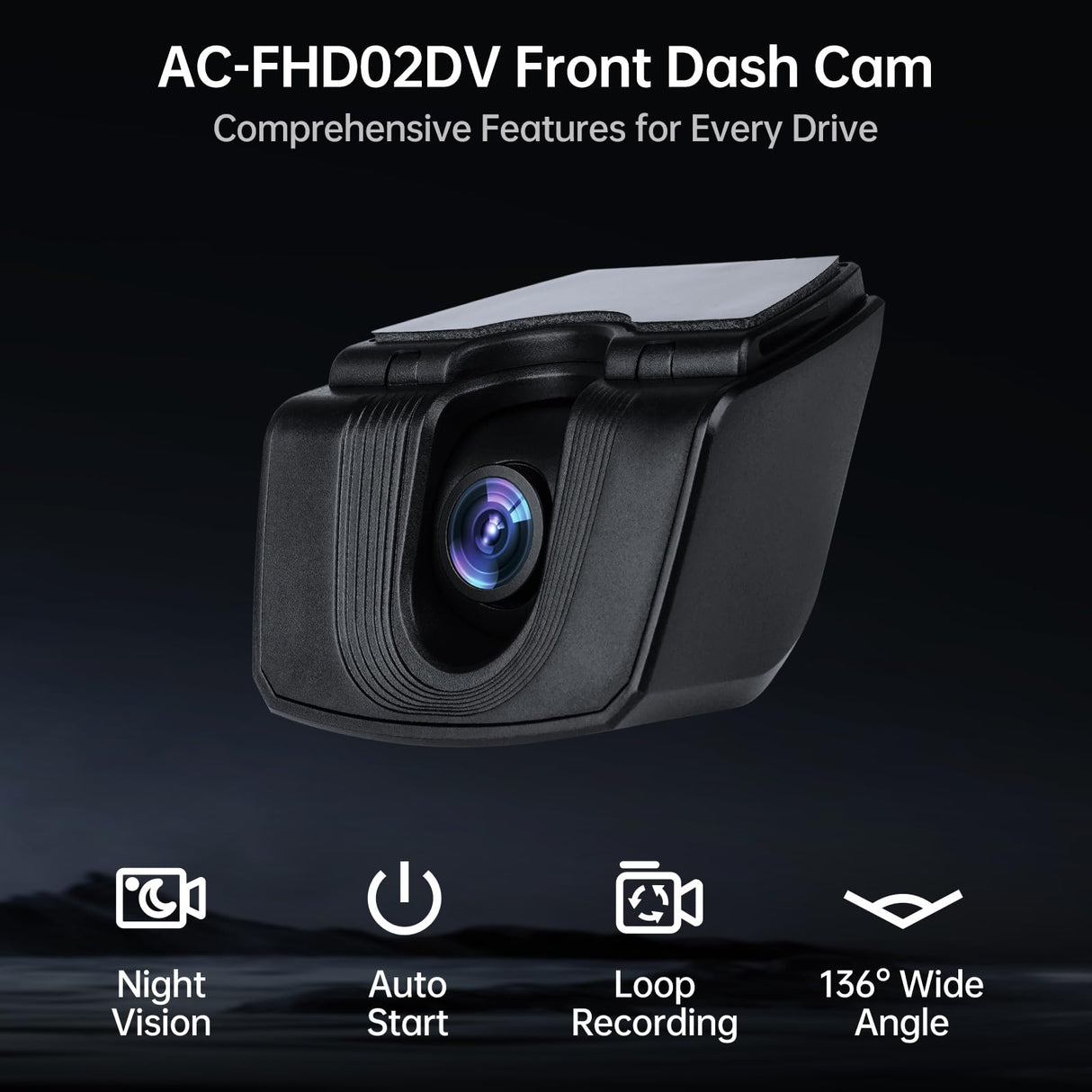 ATOTOZONE AC-FHD02DV Kamera Samochodowa DVR FHD 1080P Na Desce,Odtwarzanie GPS,Kąt 136°,WDR,Widzenie Nocne,Tryb Parkingowy 24h,G-Sensor,Pętli,Nagrywanie,Odporna Na Awarie,Max.128GB,Tylko Dla Serii X10