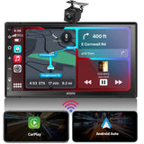 ATOTO 7inch Full Touchscreen Car Stereo Double DIN, Wireless CarPlay & Wireless Android Auto, Car Radio with Bluetooth, MirrorLink, HD Live Rearview with Backup Camera, Mic, Quick Charge, F7G2B7WES01