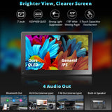 RevcarX 7 tums bärbar bilradio med 4G LTE, trådlös Carspel, trådlös Android bilskärm med 1080P bakåtvänd kamera, 4G + 32G, HDMI-stöd, 4 ljudutgångar, SWC (P9-7)