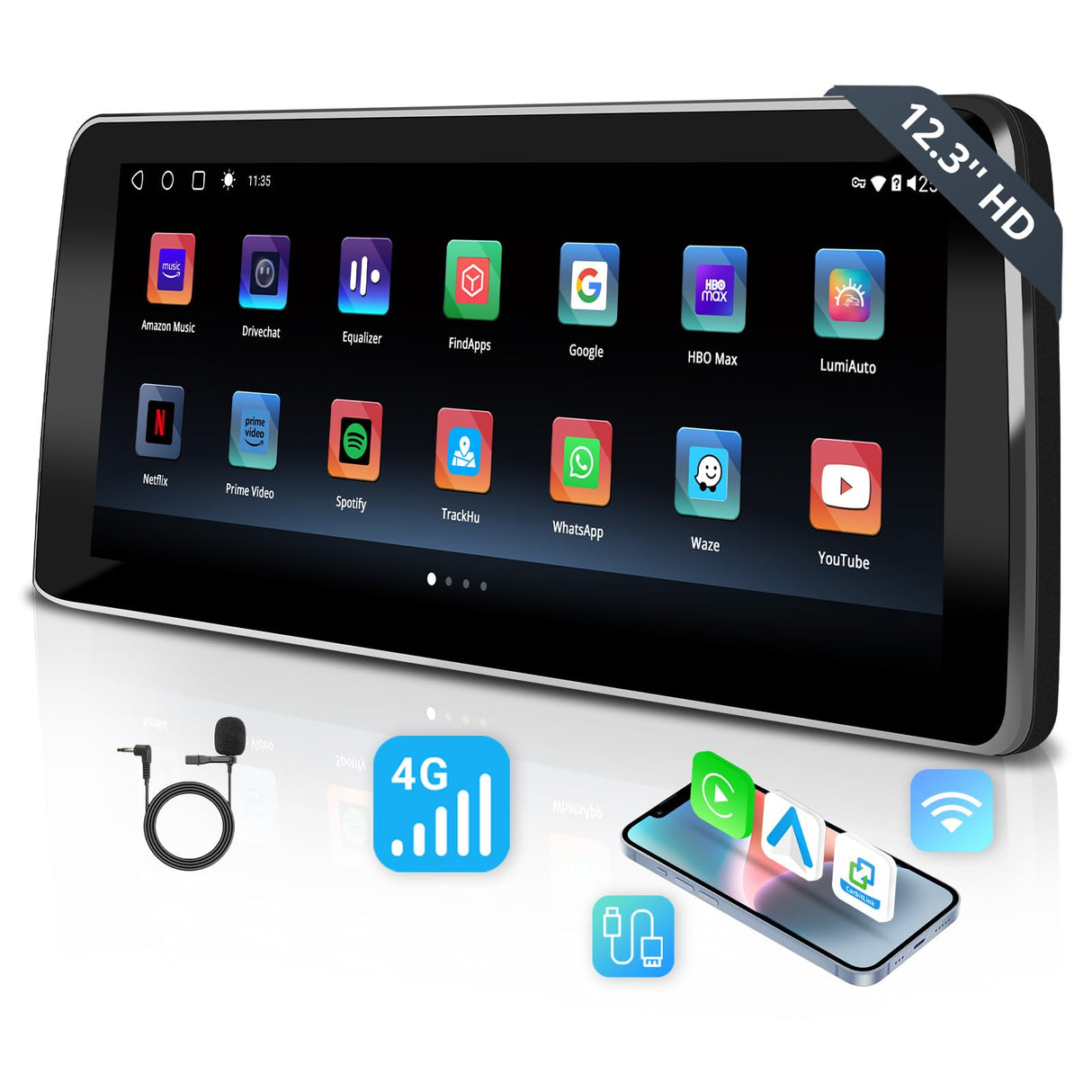 ATOTO 12,3-Zoll-Touchscreen, kabelloses CarPlay und Android Auto, kompatibel mit BMW X5 Serie CCC-System (2008-2009), alle Originalfunktionen erhalten, GPS-Tracking, DriveChat AI, 2 Bluetooth, 4G LTE