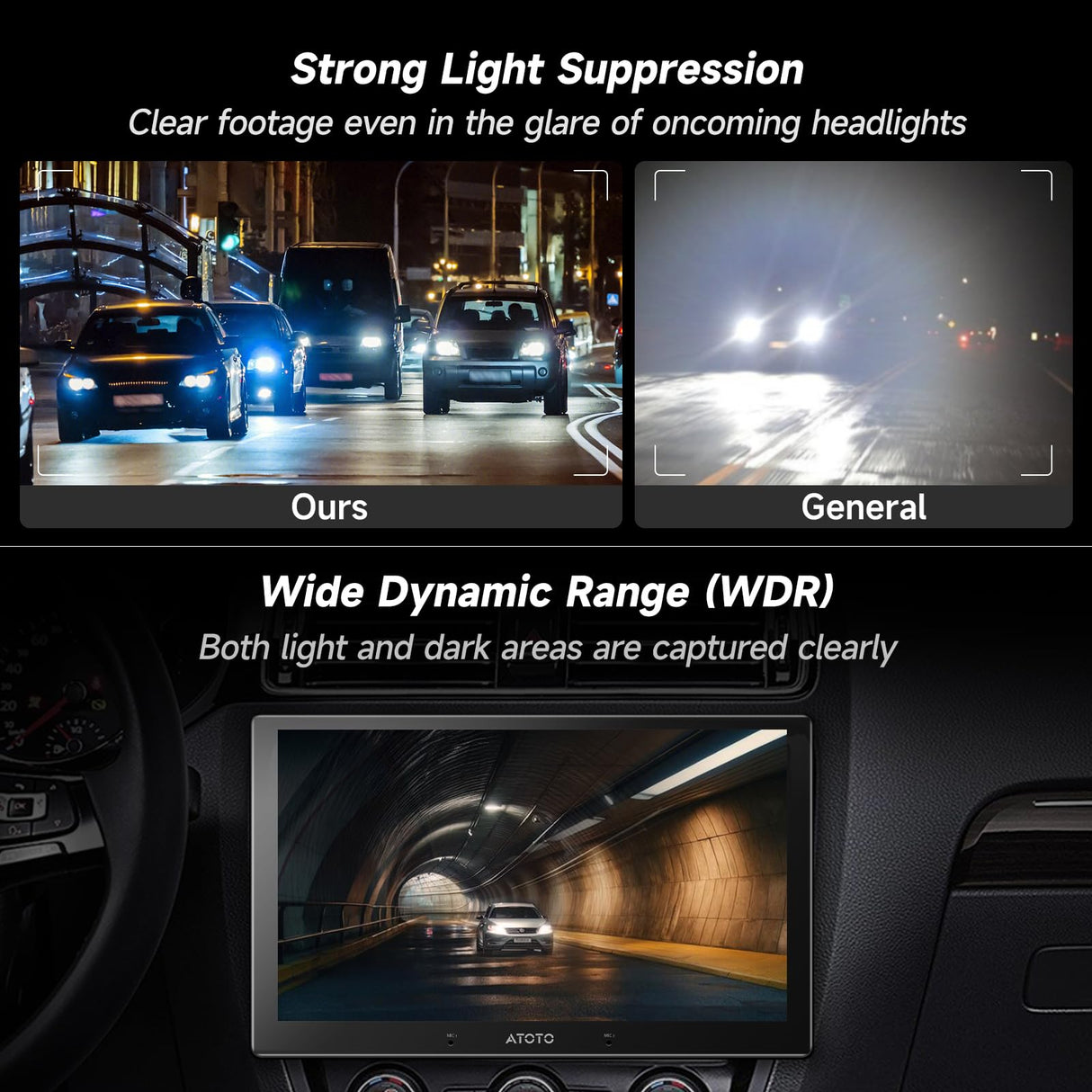 ATOTOZONE AC-FHD02LR 1080P Backup Camera with Recording, Strong Light Suppression, WDR, GPS Track Playback, 140º Wide Angle, IP67 Waterproof, Night Vision, Loop Recording, LRV, for X10 Series Only