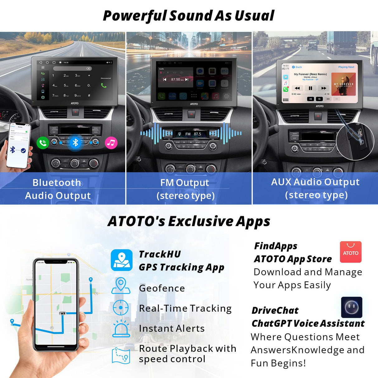 ATOTO P9 9 Pouce QLED Tableau de Bord intégrés, Android Autoradio Portable,4G+32G, Suivi GPS, CarPlay sans Fil & Android Auto, 4G LTE, 2 Bluetooth, Frontale Caméra HD 1080P, Télécommande, P909PR-S1