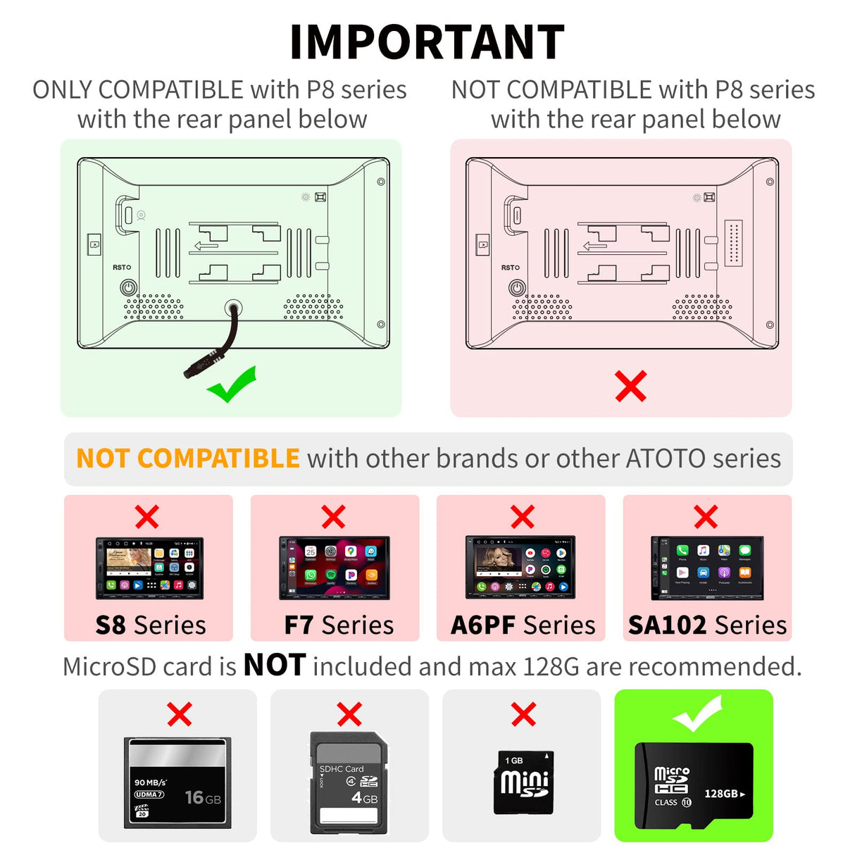 AC-RCR01W 1080P HD Backup Camer for ATOTO P8 Series