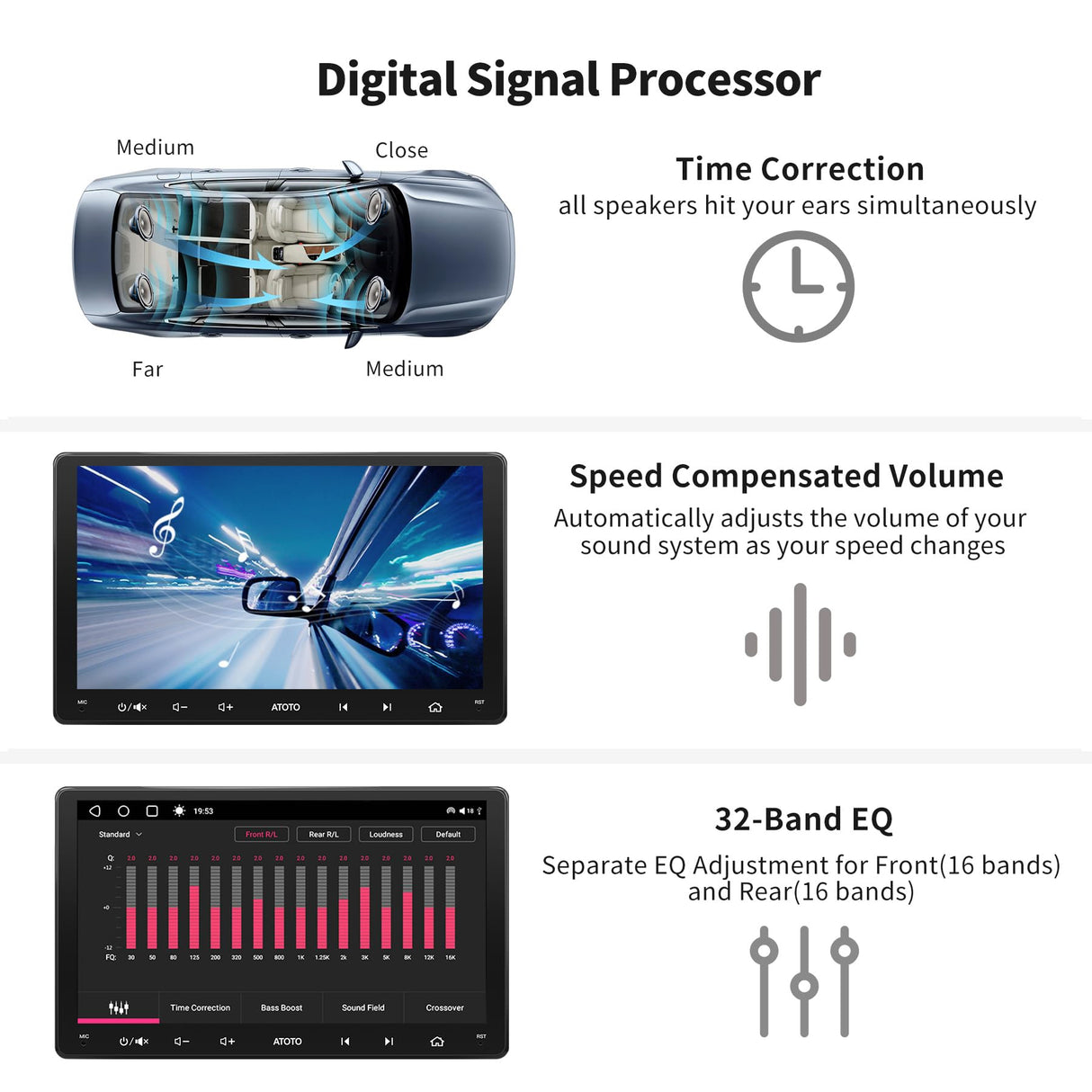 ATOTO S8 9" QLED Podwójne DIN Android Samochodowe urządzenia GPS do zabudowy, Bezprzewodowe CarPlay & Android Auto, Asystent głosowy AI, Śledzenie GPS, VSV&LRV, 4G LTE, 6G+128G, 2 BT, S8G2099UN