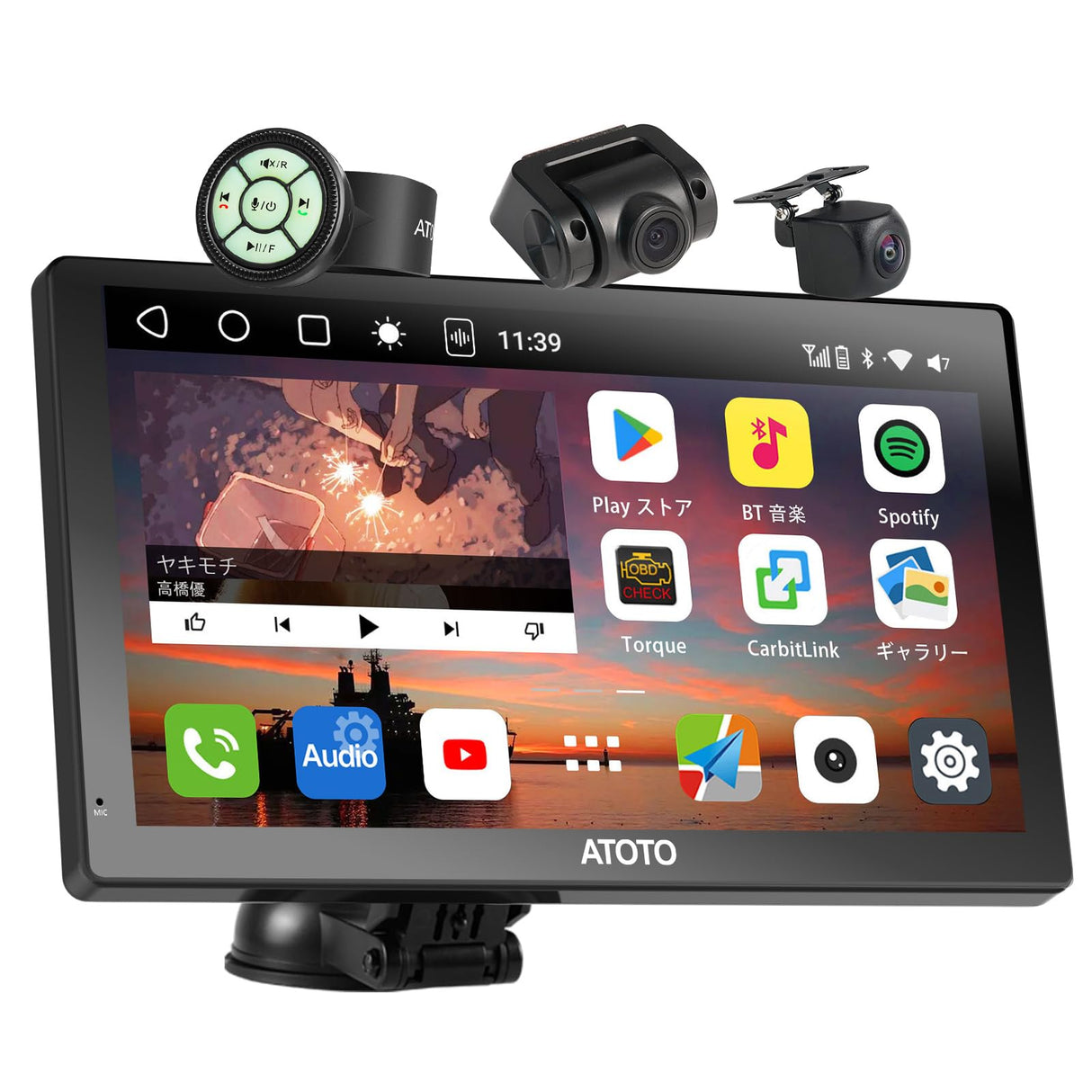 【4G LTE WIFI &amp; AI音声サポート】ATOTO P909PR-S3 ワイヤレスCarPlay＆Android Autoカーステレオ、9インチQLED 4G+32Gポータブルカーナビ、1080Pドライブレコーダー＆リアカメラ搭載、ミラーリンク、GPSトラッキング、Bluetooth、HDMI入力、SCVC、オートディマー、SWC