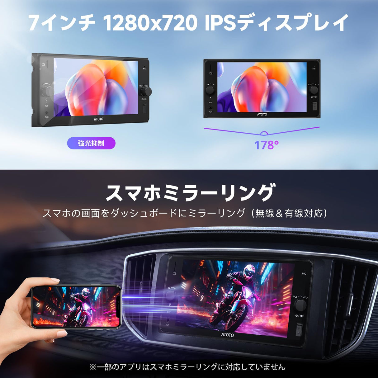 ATOTOZONE A5L 7インチ 2DIN カーナビ ワイヤレスCarPlay&Android Auto搭載 トヨタ車対応 タッチスクリーンディスプレイオーディオ Wi-Fi/BTテザリング 48バンドEQ DSP Bluetooth ミラーリンク 2G+32G FM/AUX/TF