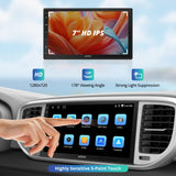 A5LG2B7T Double DIN Car Stereo | 7" HD Touchscreen | Supports CarPlay & Android Auto | 2GB + 32GB TF Card | Bluetooth & WiFi | Built-in GPS Navigation | DSP Audio Technology for Superior Sound Quality