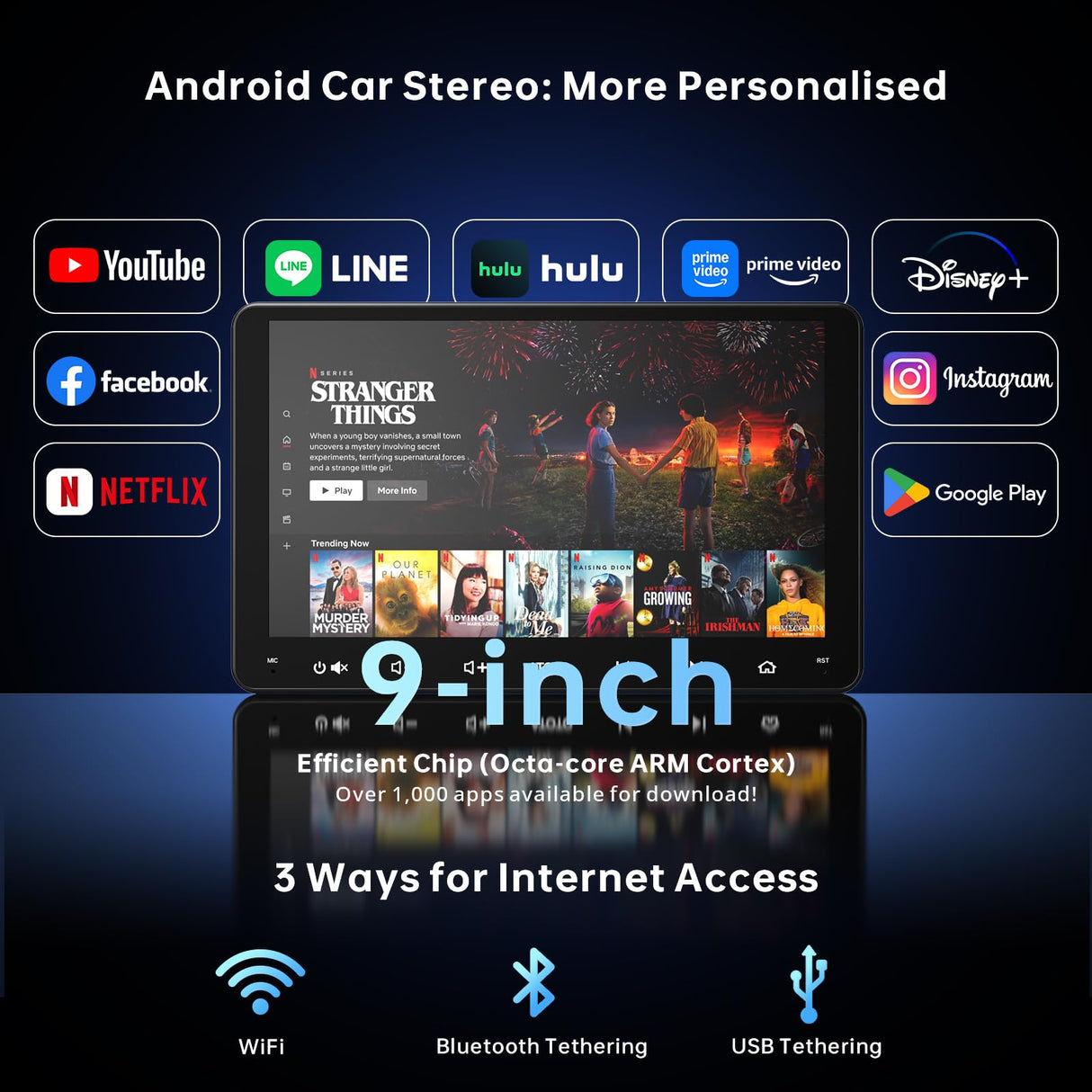 9inch Android Double Din Car Stereo With OBD, 8Core CPU 2G+32G, HD 1280 * 720 Touchscreen Head Unit, Wireless CarPlay Android Auto, ATOTOEXCEL A6PF GPS DAB+ Radio, WiFi/BT/USB, Drivechat AI Chat