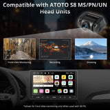 ATOTO AC-FCR04W 1080P Fotocamera Frontale、Angolo Ampio 150°、Visione Notturna、Registrazione In Loop、Supporta Fino A 128GB、Compatibile Con S8 UN/MS/PN、S8 PN/MS Solo Per Monitoraggio Frontale 