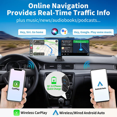 Tragbares Autoradio ATOTO P8 mit kabellosem Carplay, kabelloses Android-Autoradio, QLED mit 7-Zoll-Touchscreen, Full-HD-Retrokamera, Fernbedienung, adaptives Licht mit WDR, P807SD-RC