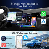 Android Double Din Car Stereo with OBD, 9inch Screen, 8 Core 2G+32G Andrid Head Unit, Wireless Carplay Android Auto, ATOTOEXCEL A6PF GPS Navi Dual BT S-XM Radio, LRV, WiFi/BT