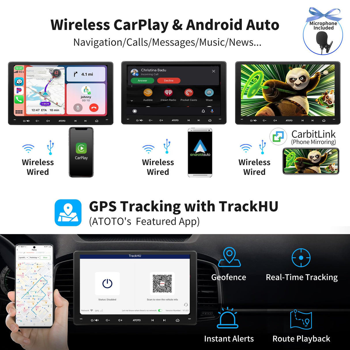 ATOTO S8 UN 9" QLED Doppel-DIN Android Auto-Navigation Autoradio, Drahtloses CarPlay & Android Auto, KI-Sprachassistent, GPS-Tracking, VSV&LRV, Eingebautes 4G LTE, 6G+128G, 2 Bluetooth, S8G2099UN