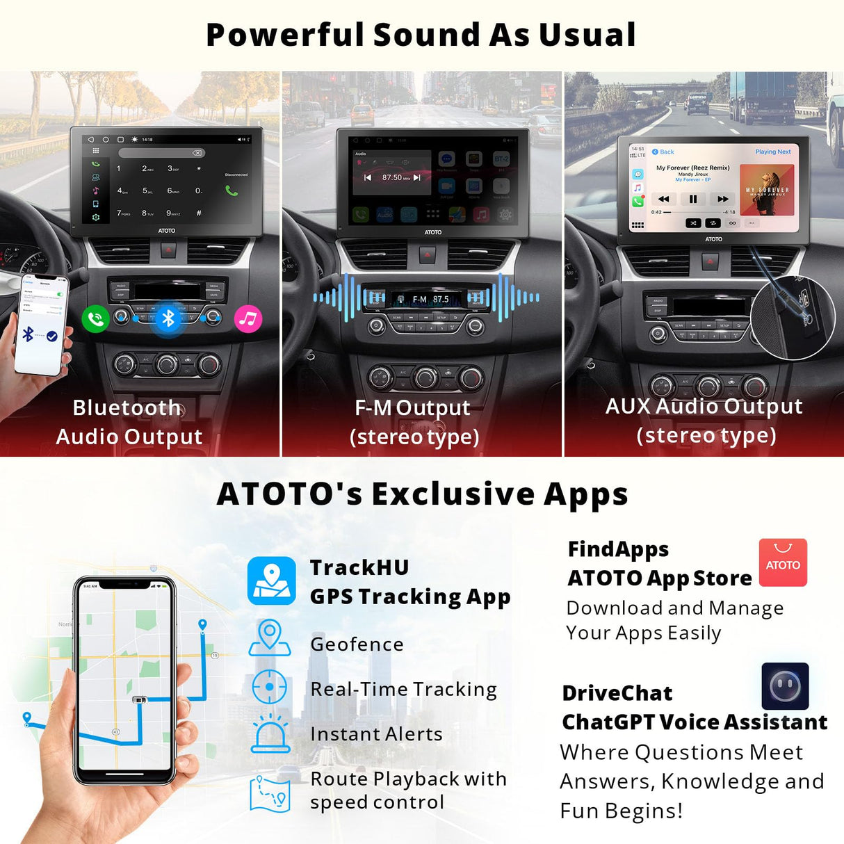 ATOTO P9 7" QLED Android Dash Navigation, Estéreo de Coche Portátil, Seguimiento GPS, CarPlay y Android Auto Inalámbricos, 4G,HDMI, 4+32G, Atenuador Automático, Cámara de Respaldo 1080P, P907PR-S1