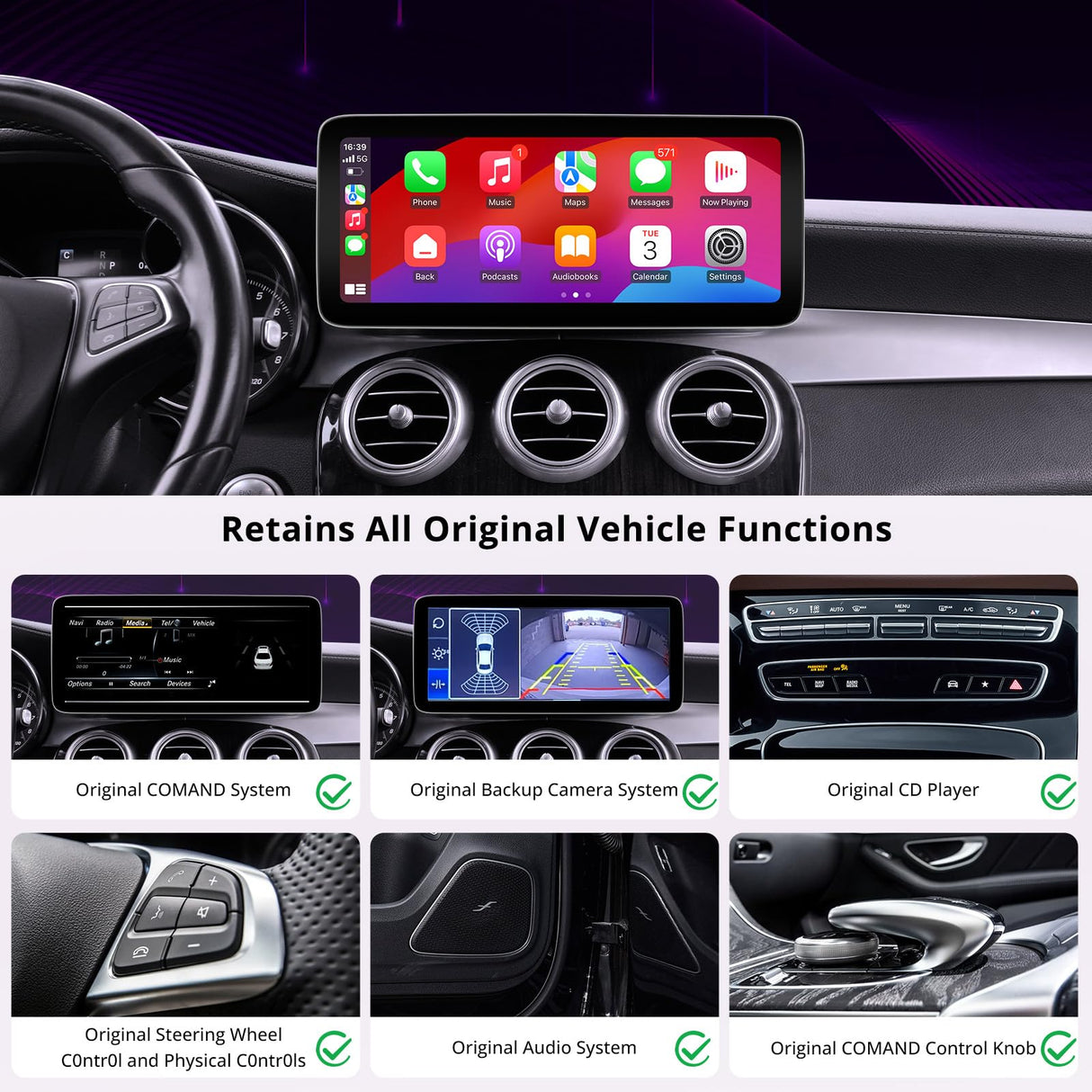 ATOTO 12,3" Poste Radio Voiture Bluetooth, Autoradio CarPlay et Android Auto sans Fil, Compatible Mercedes Benz B-Class W246 NTG4.5/4.7 2013-2014, Maintient Les fonctionnalités d'origine, GPS, AI,BT