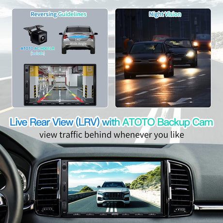 ATOTO F7WE 7inch Touchscreen Digital Media Receivers,Wireless Android Auto & CarPlay Connection,Double DIN Car Stereo, Bluetooth,HD Camera Input, Mirror Link, HD LRV, Support up to 512G SD, F7G2A7WE