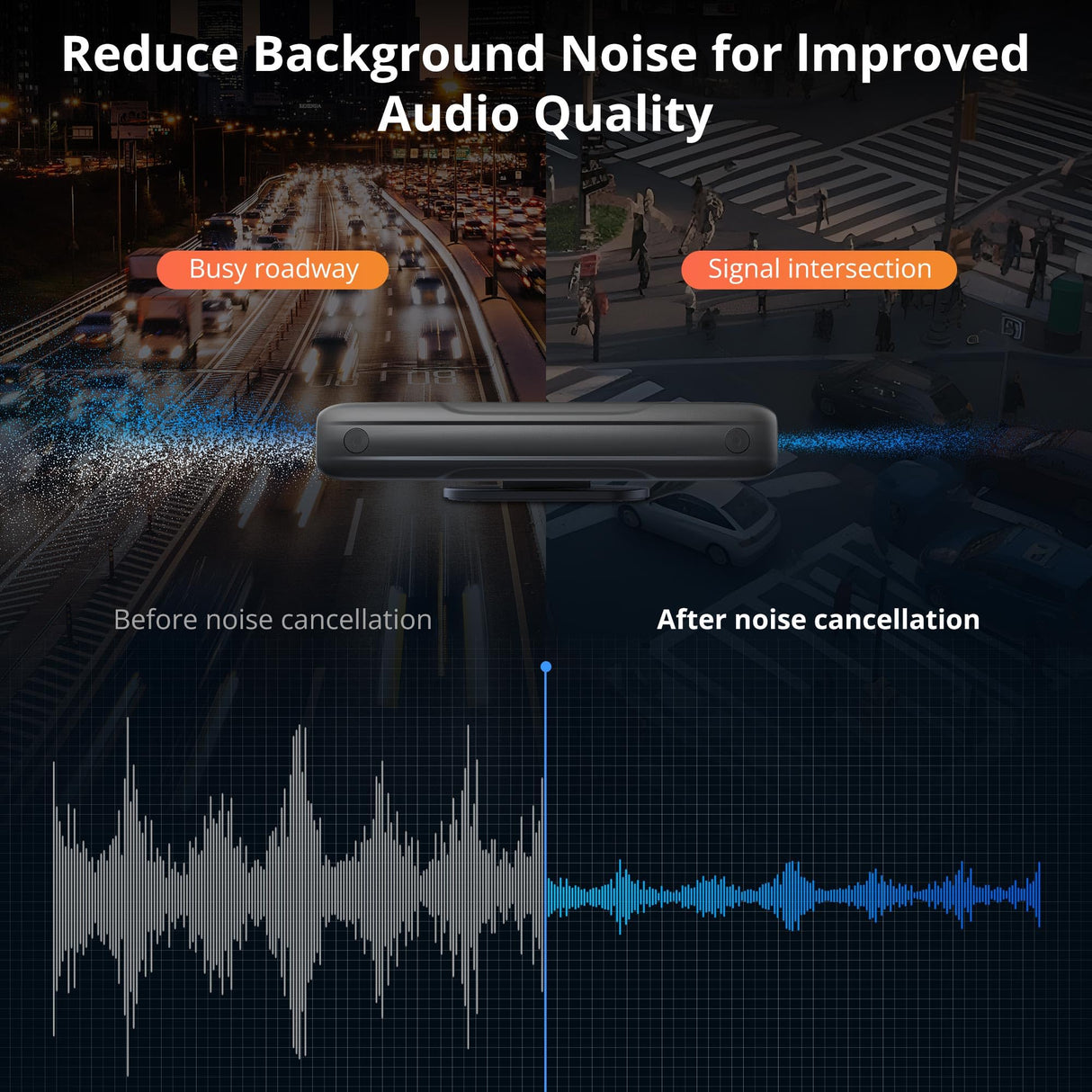 ATOTOZONE AC-MIC20 - Micrófono dual con cancelación de ruido para automóvil con comandos de voz claros y reconocimiento, transmisión de voz estable, diseño de silicona, solo compatible con estéreo de