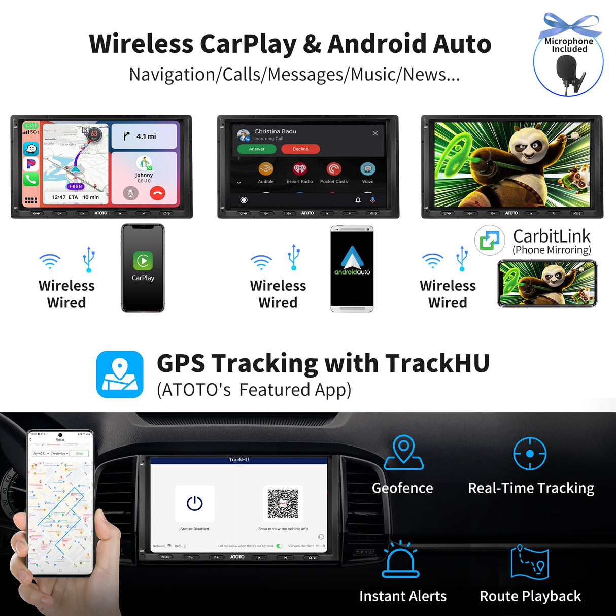 ATOTO S8 7" QLED Doppio DIN Android nel cruscotto Navigazione, CarPlay senza fili & Android Auto, Assistente vocale AI, Tracciamento GPS, VSV&LRV, 4G LTE integrato, 6G+128G, 2 Bluetooth, S8G2A79UN