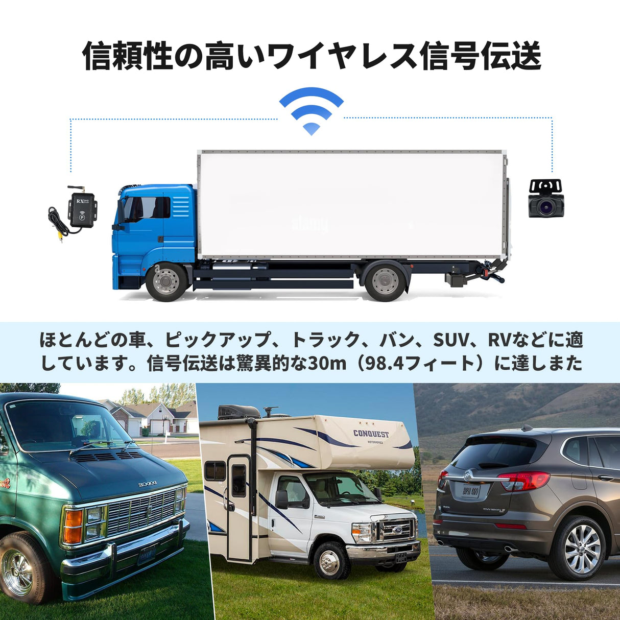 ATOTO ワイヤレスバックアップカメラ、140°広視野角、ナイトビジョン付きAHD 720P、車/SUV/トラックなど用の安定した信号ブロードリアビューカメラ、WRC-HD10LR