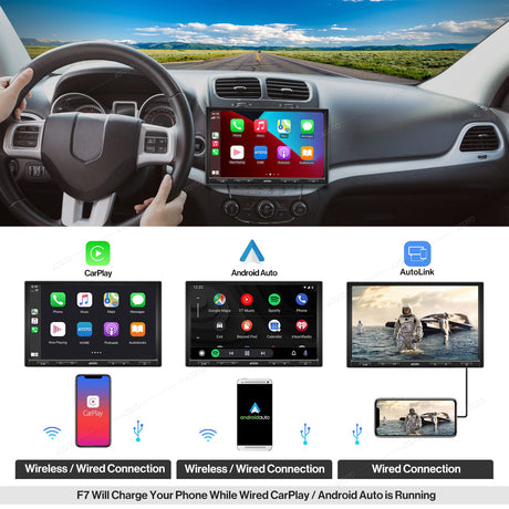 ATOTO F7XE 10 Inch Double-DIN & Single-DIN Adaptive Car Stereo-Wireless CarPlay & Wireless Android Auto, Bluetooth, HD LRV, SXM, Mirror Link, Quick Charge, USB/SD(up to 2TB Storage) F7G110XE