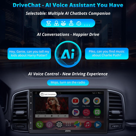 Autoradio 2 Din Android avec écran - ATOTOEXCEL 8Core entièrement stratifié écran tactile QLED Bluetooth, Android Auto Wireless & Carplay, Contrôle vocal, Navi GPS, A6C7PF (7 pouces Android)