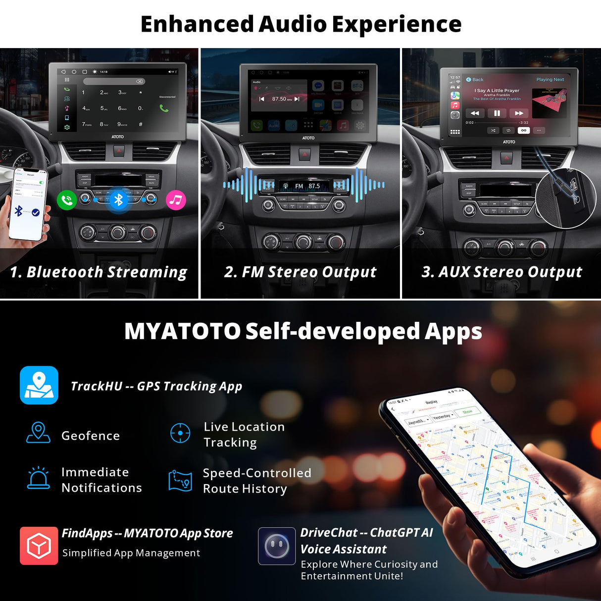 CarPlay Screen for Car/Android Auto Screen Wireless Wired, Portable Android System 9 Inch QLED Touchscreen 1280x720p, 2GB/32GB ChatGPT AI Multimedia Car Play, Fast Boot (P909SD1M-S2)