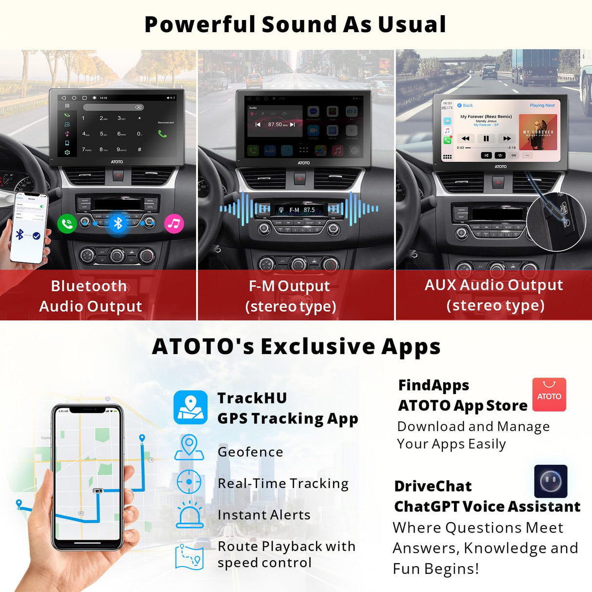 ATOTO 4G Ricevitori Multimediali Digitali Android QLED Da 7 Pollici, Autoradio Portatile 4+32G, CarPlay E Android Auto Wireless,Dual BT, Tracciamento GPS,HDMI, Con Dash & Rear Cam 1080P, P907PR-S3