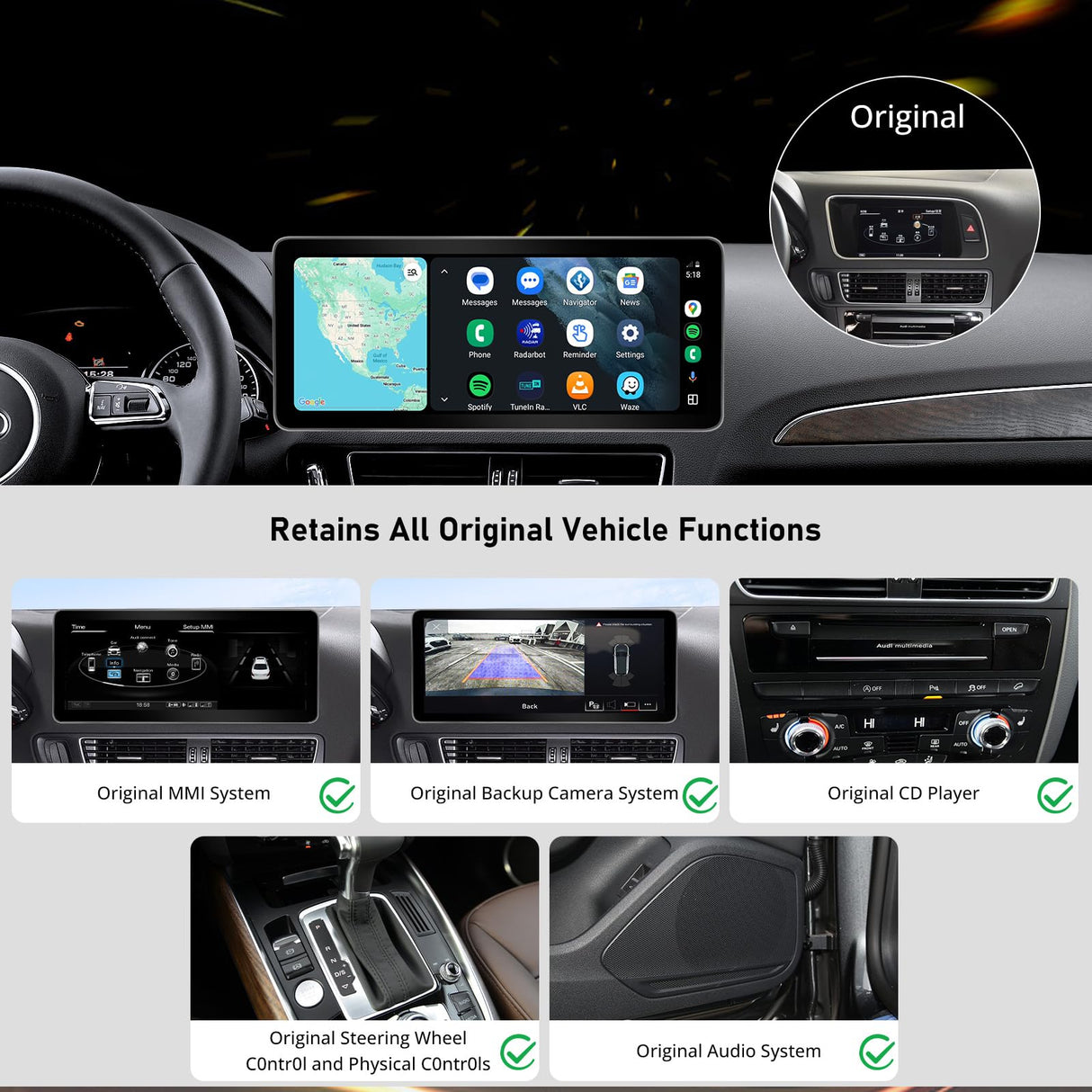 ATOTO 12,3'' Radio Coche Bluetooth CarPlay y Android Auto Inalámbrico, Compatible con Audi A4/A5 B8/B8.5 2009-2016 Concert/Symphony, Mantener la función Original, GPS para Coches, AI, 2 BT, 4G LTE